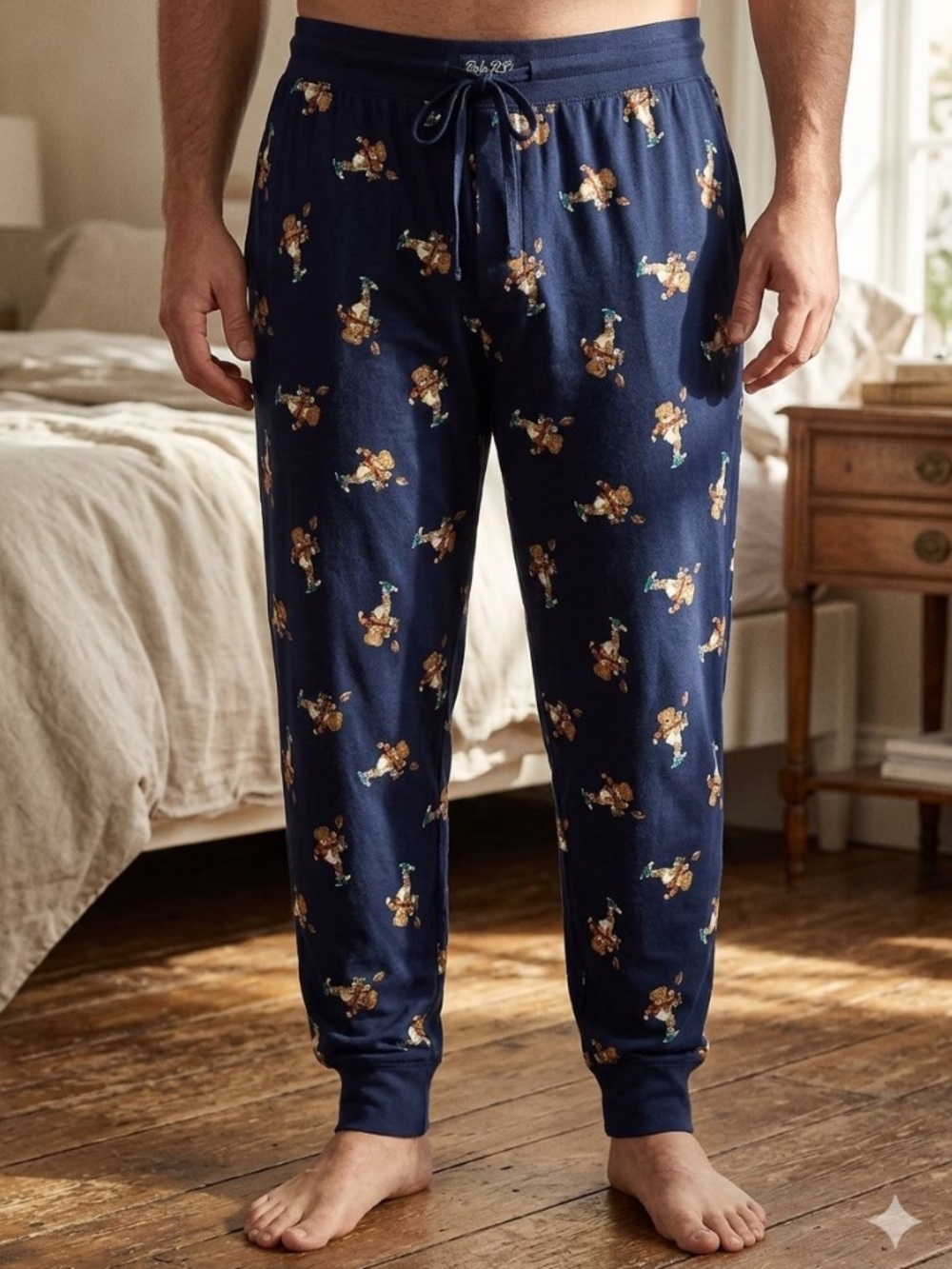 Polo by Ralph Lauren Navy Football Polo Bear-Print Pajama Lounge Pant Sz XL
